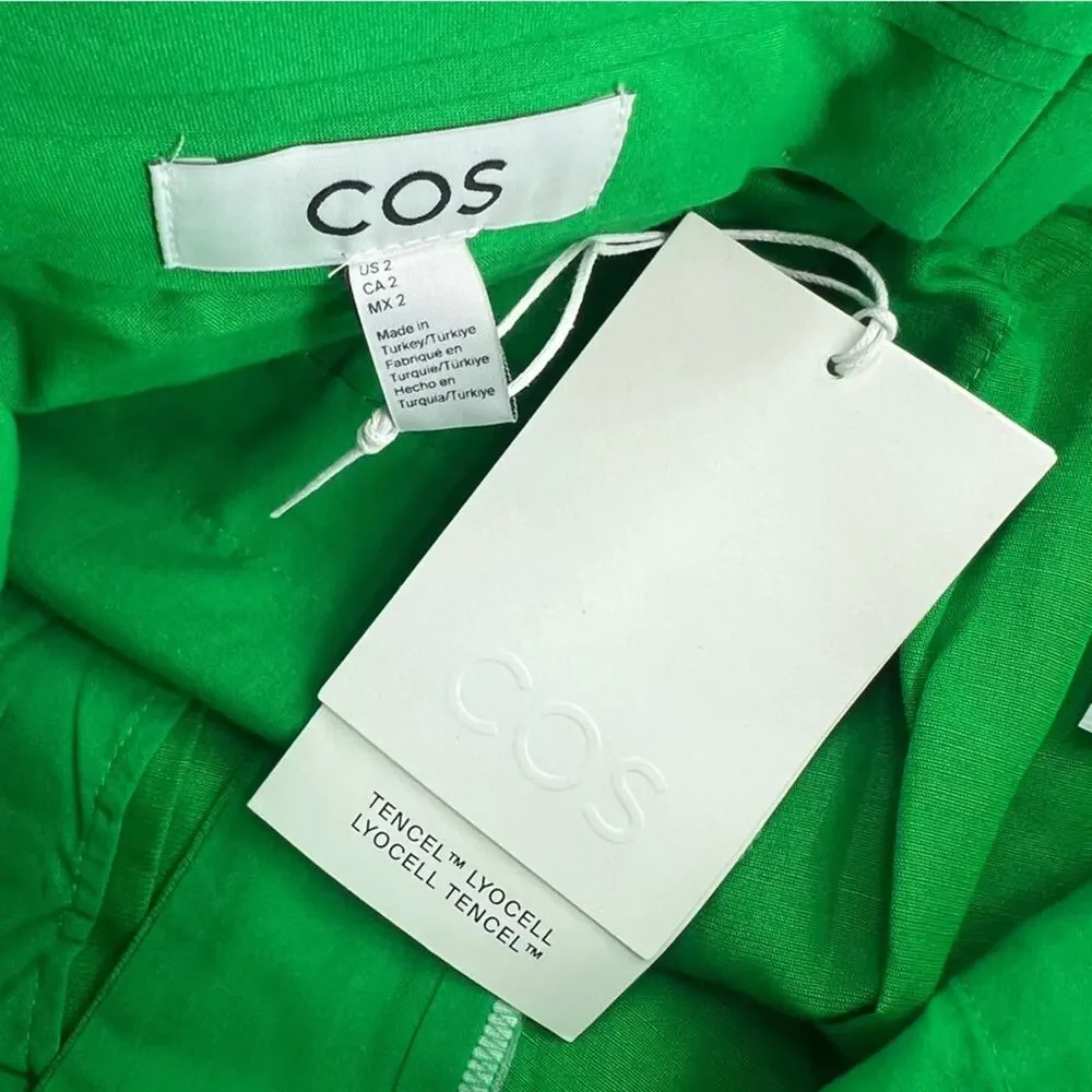 NWT COS wide leg linen blend trousers green sz‎ 2